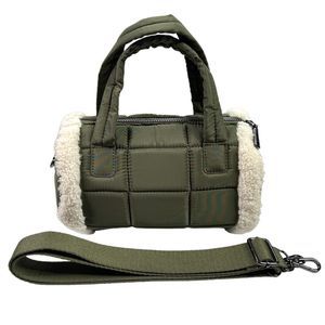 INC International Concepts Breeah Mini Barrel Crossbody Handbag - Moss Sherpa